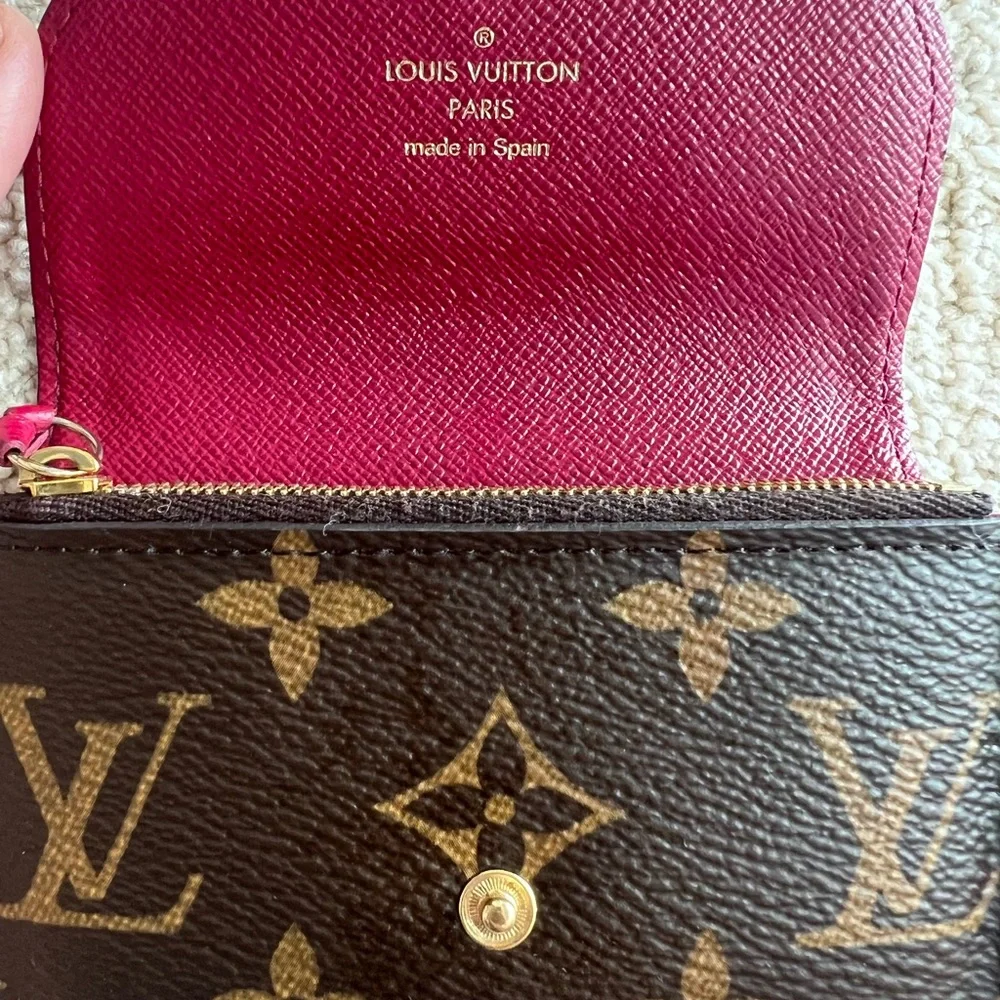Louis Vuitton Monogram Key & Card Holder Brown with Red Button